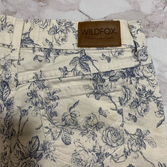 Wildfox Lara Toile Blue Floral Printed Shorts 25 - Picture 6 of 7